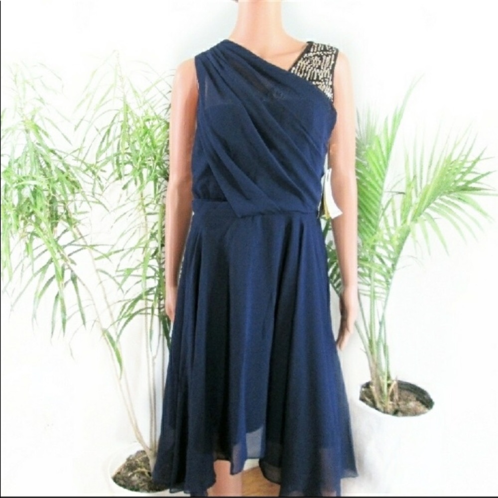 NEW! Phillip Lim* Navy Blue Chiffon Midi Dress